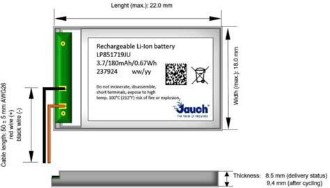 Lp Ju S P Rechargeable Li Ion Battery Mah With Pcm Jauch