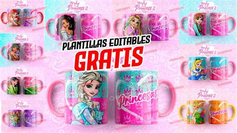 Plantillas Para Sublimar De Princesas V Con Editables Y Mockups