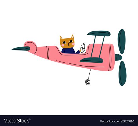 Cat pilot flying on retro plane in sky cute Vector Image