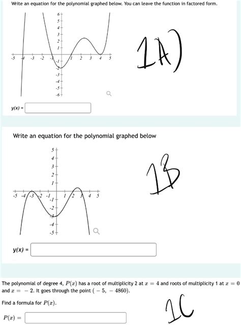 Solved Write An Equation For The Polynomial Graphed Below You Can