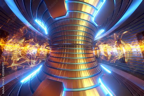 3d Render Fusion Reactor Nuclear Fusion Tokamak Inside Heated Plasma