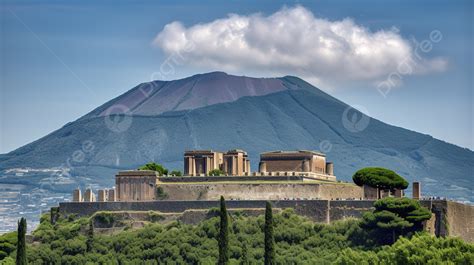 An Image Of An Ancient City In Front Of Mt Vesuvius And Surrounding Area Background Picture Of