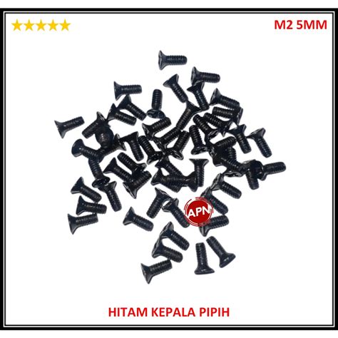 Jual BAUT SCREW M2 5MM HITAM KEPALA PIPIH Shopee Indonesia