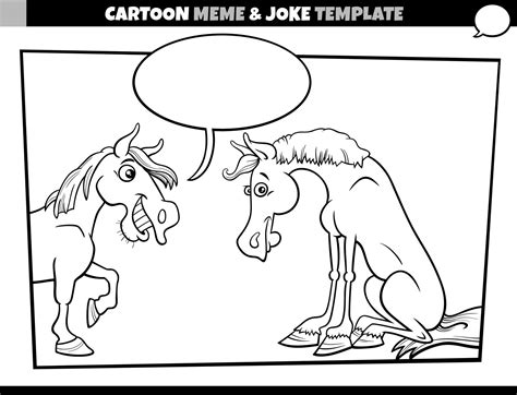 cartoon meme template with speech bubble and comic horses 9885895 ...