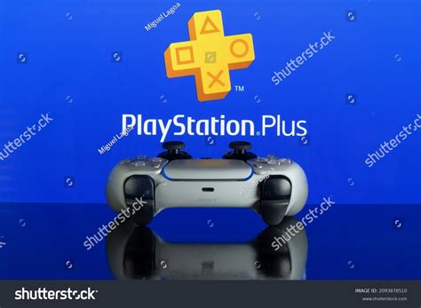 Playstation 5 Controller Playstation Plus Background Stock Photo ...