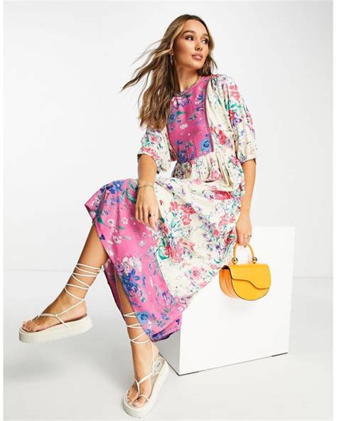 River Island Floral Mix Maxi Dress In Pink Lyst