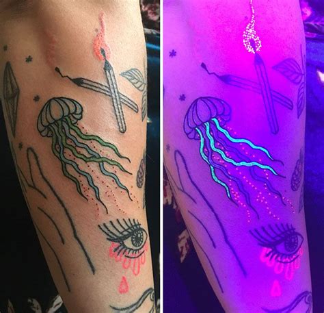 41 Uv Tattoo Designs To Make Your Day Brighter Uv Tattoo Uv Ink