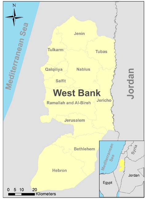 The Occupied Palestinian Territory West Bank study area including ...