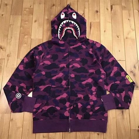 Bape x Shark Hoodie PONR Purple - Depop