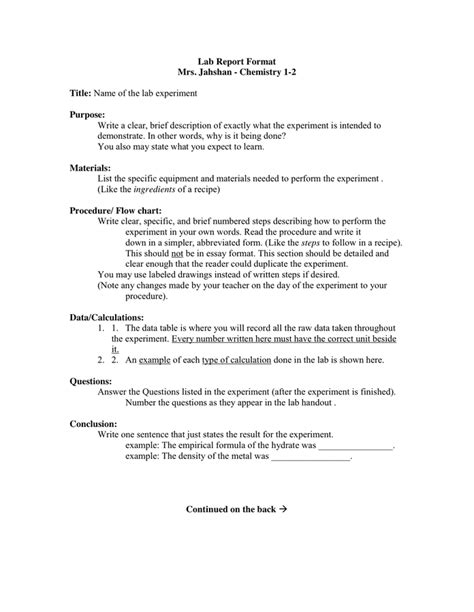 Lab Report Conclusion Template