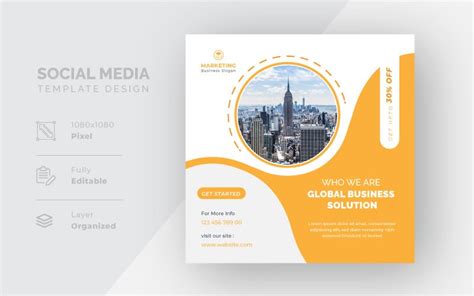 Global Business Solutions Branding White Background Social Media Post