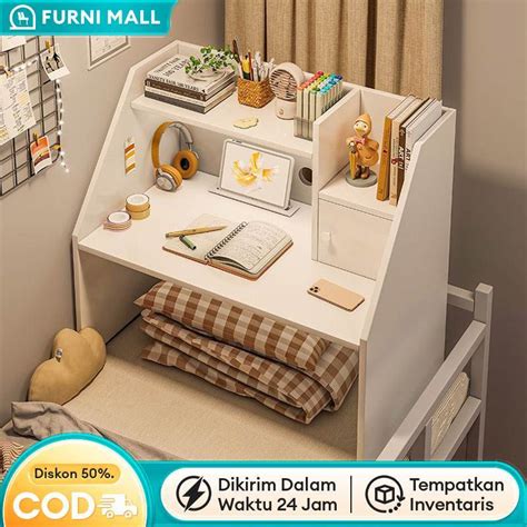 kayu study desk computer desk minimalist desk writing desk shelf wooden