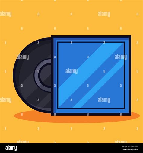 Vinyl Record With Cover Vector Illustration Flat Cartoon Style Stock