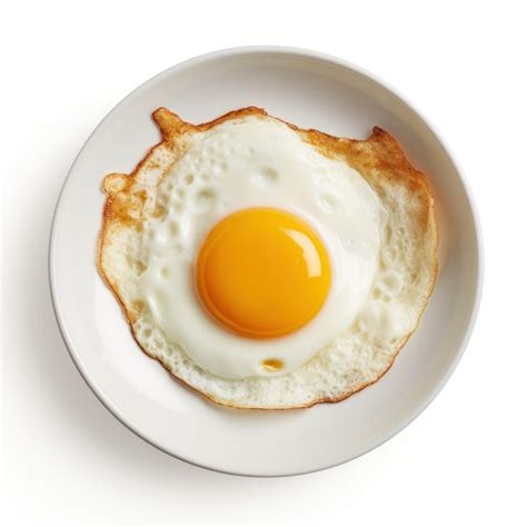 Premium Ai Image Fried Egg On White Plate Isolated