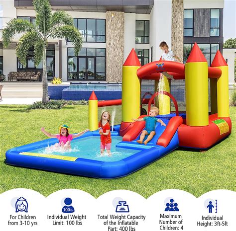 Bountech Casa Inflable De Rebote De Agua Parque De Tobog N Acu Tico