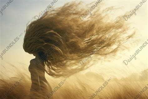 Mystical Hair Toss In Golden Field At Sunset