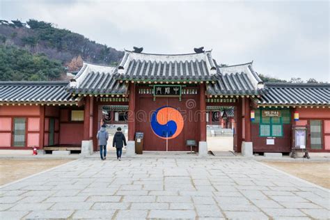 Wooden House With Black Tiles Of Hwaseong Haenggung Palace Loocated In