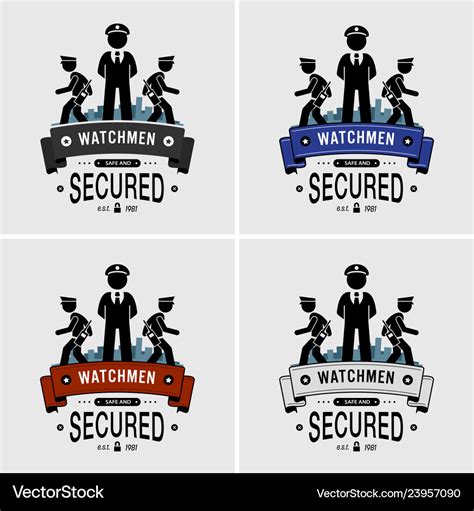 Security guards logo design artwork of watchman Vector Image