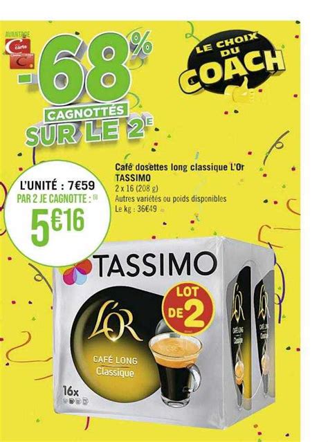 Promo Café Dosettes Long Classique L or Tassimo chez