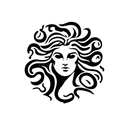 Ancient Greek Gorgon Medusa Woman Head Logo Vector Illustration Of