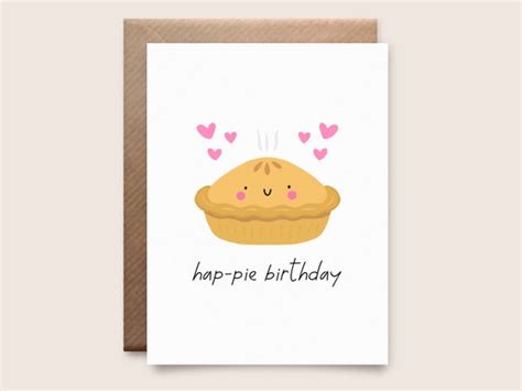 Hap Pie Birthday Card Happy Birthday Funny Cards Mum Etsy UK