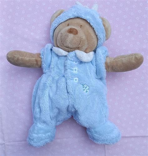 Doudou Peluche Ours Combinaison Bleu Coccinelle Nicotoy Nicotoy