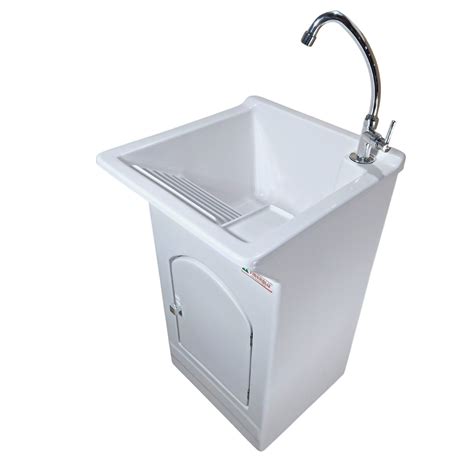 Tanques De Lavar Roupas Pequenos - Tanque De Lavar Roupas Pequeno 20L Fibra Torneira De Bancada Cor:Branco ...
