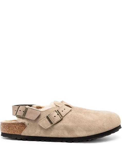 Birkenstock Boston Suede Sandals Neutrals Farfetch