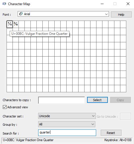 ¼ One-fourth Symbol (Meaning, Type on Keyboard, Copy & Paste) - Symbol Hippo