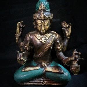 Lakshmi Goddess Statue 4 Hands Meditation Bronze Brass Hindu Etsy