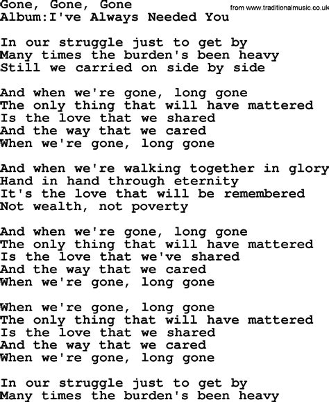 Emmylou Harris Song Gone Gone Gone Lyrics