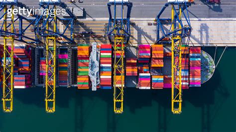 Container Ship At Industrial Port In Import Export Global Business