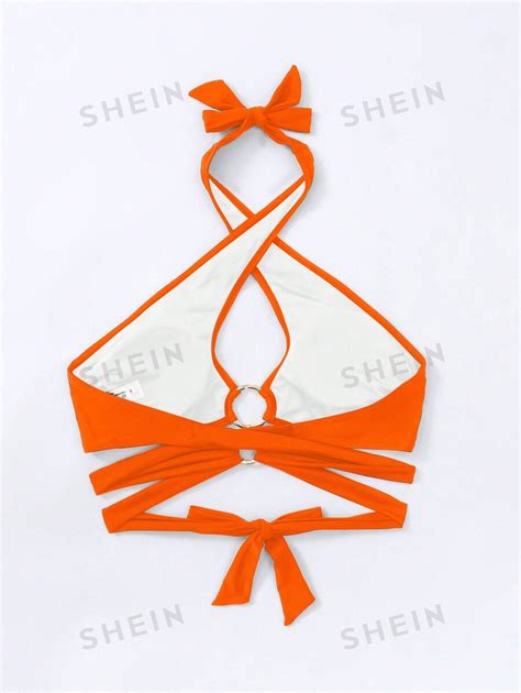 Shein Swim Top De Bikini Cruzado Con Anillo Redondo De Conexi N Y