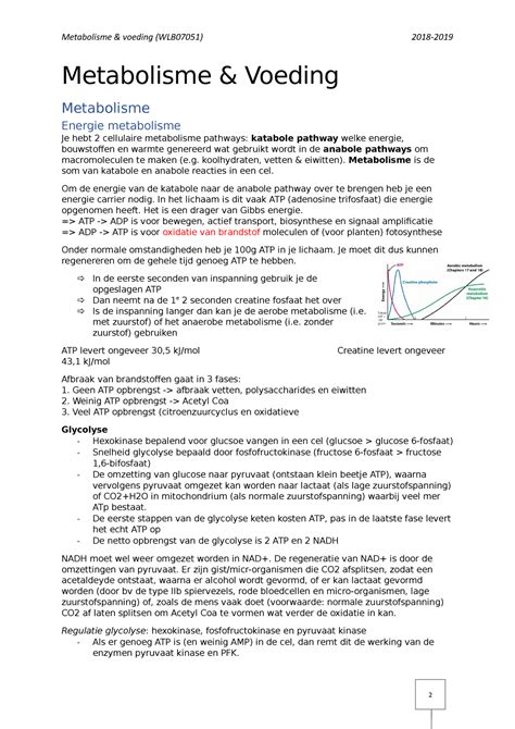 Metabolisme Voeding Samenvatting Metabolisme Voeding Wlb