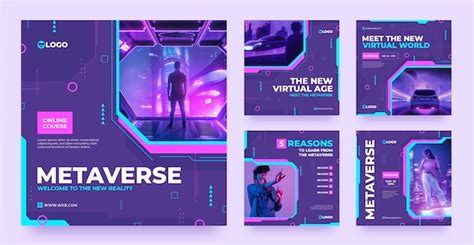 Premium Vector | Flat design metaverse instagram posts