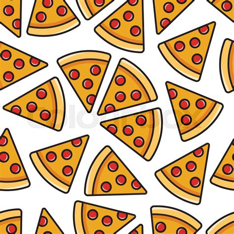 Pepperoni Pizza Seamless Pattern Stock Vector Colourbox