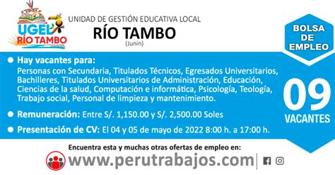 Ugel R O Tambo Plazas Empleos