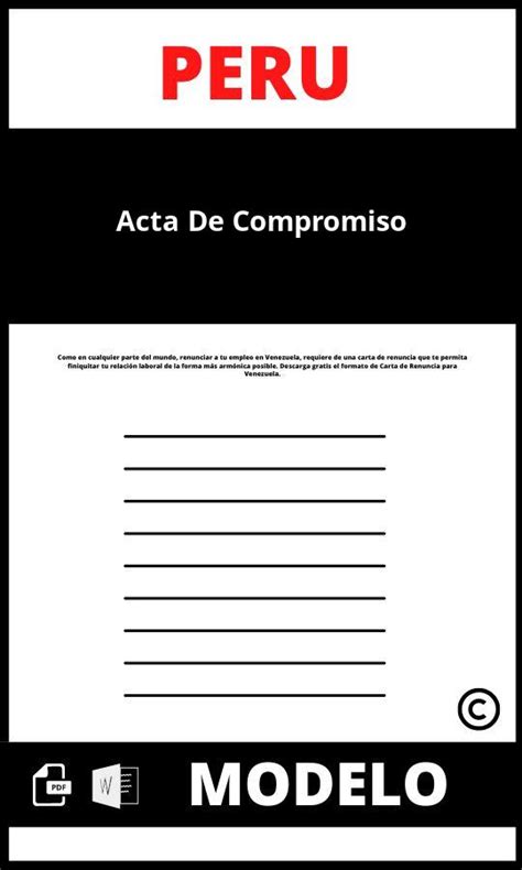 Modelo De Acta De Compromiso 2023