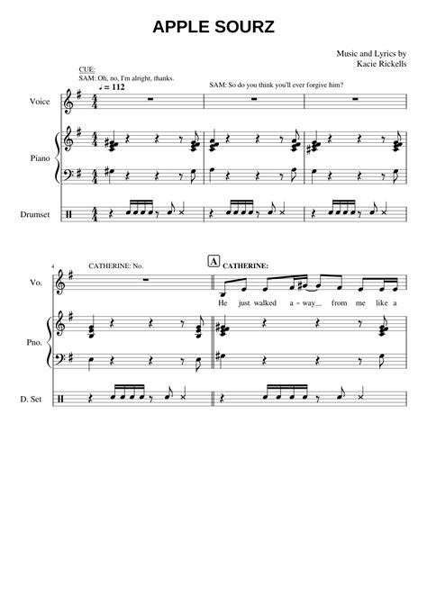 Apple Sourz Sheet Music For Piano Vocals Saxophone Tenor Bass Guitar And More Instruments