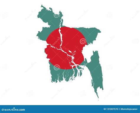 Mapa E Bandeira Combinados De Bangladesh Ilustração Do Vetor