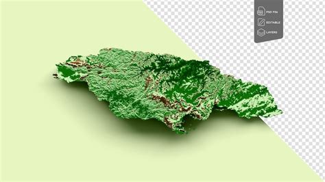 Premium PSD | Jamaica topographic map 3d realistic map color 3d ...