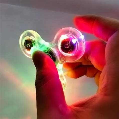 Luminous LED Light Fidget Spinner Crystal Fingertip Spinners Glow In