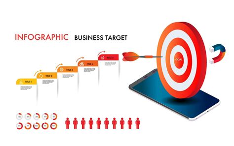 Infographic template chart target and magnetic for project and planning ...