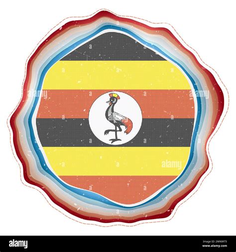 Uganda Flag In Frame Badge Of The Country Layered Circular Sign