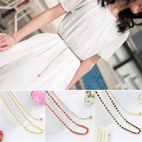 Girls Metal Waist Belt Body Chain Imitation Pearl Beads Dress Chain