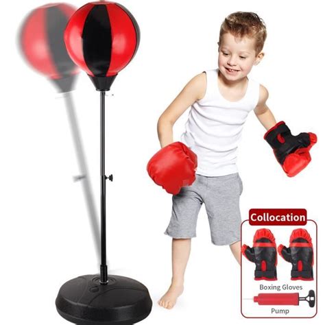 Sac De Frappe Punching Ball Enfant Sur Pied Poire De Boxe Gants Et