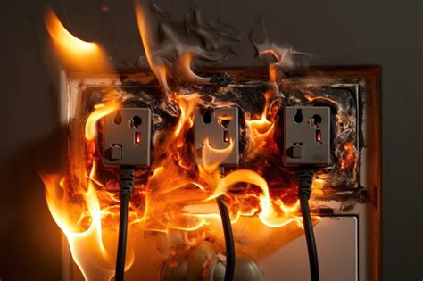 Fallo de cortocircuito eléctrico causado por cable quemado y enchufe en