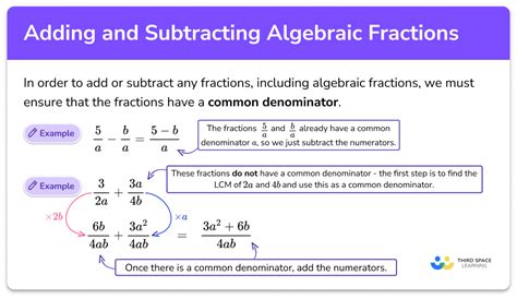 Adding And Subtracting Algebraic Fractions Gcse Maths Guide