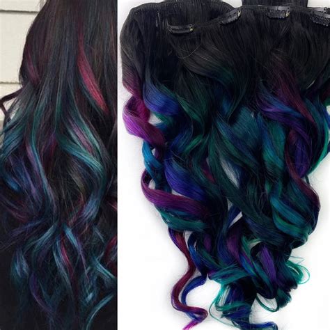 Oil Slick Hair Extensions Oil Slick Hair Color Teal Purple Etsy