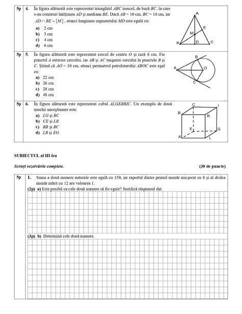 Model De Subiect La Matematic Pentru Evaluarea Na Ional